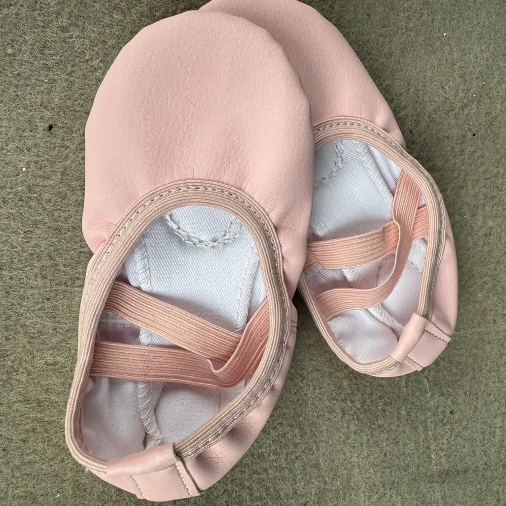 Pink Kids Ballet Slippers with Elastic Straps - Picture 1 of 4